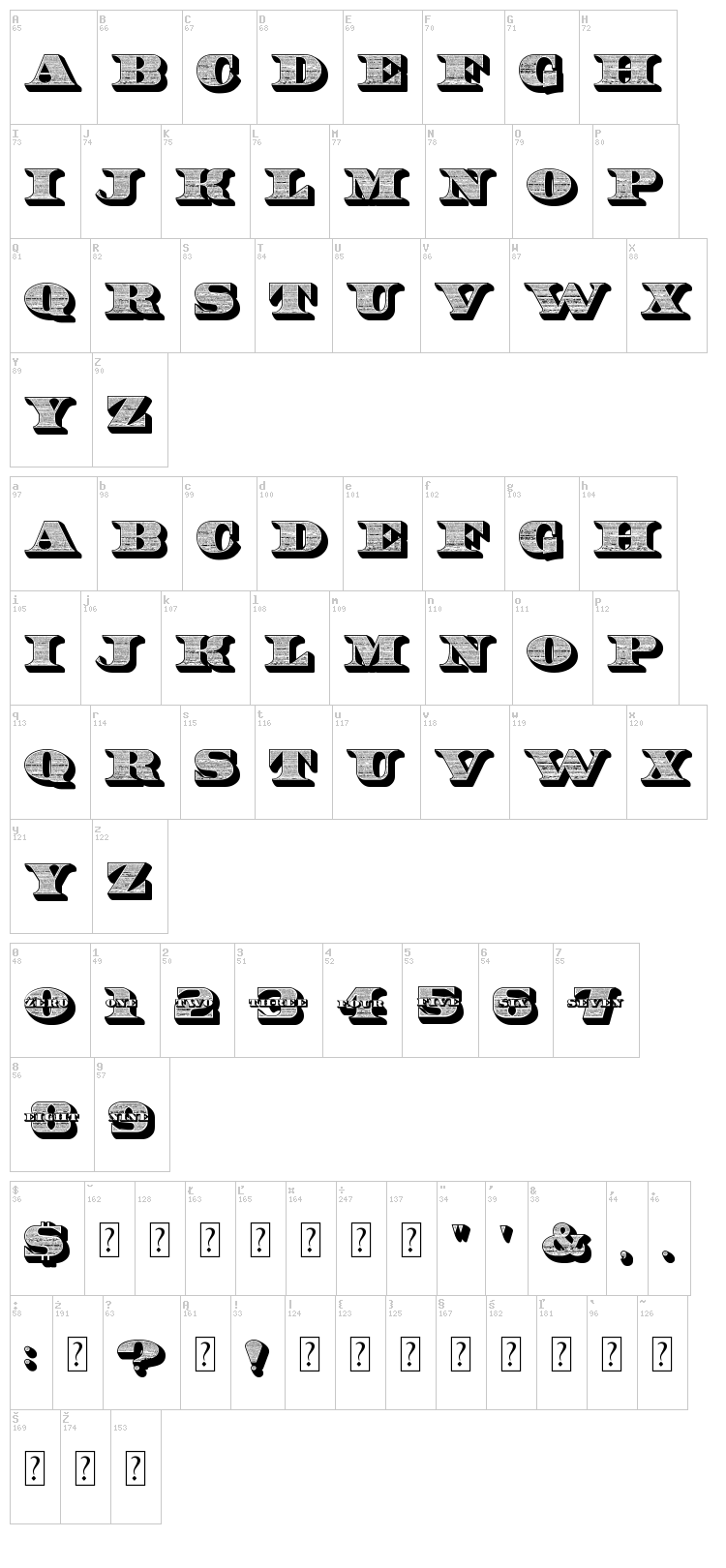 10 Bucks font map